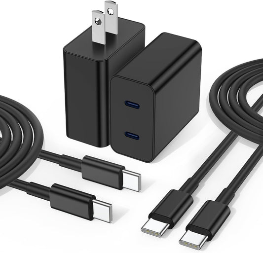 2Port 45W Super Fast Charger Type C for Samsung S25 Ultra/S24, PD3.0 USB C Android Phone Charger Fast Charging Block with 6FT/10FT Type C Cord for Samsung Galaxy S25+ Plus/S24+/S23/S22 Ultra/Iphone 16